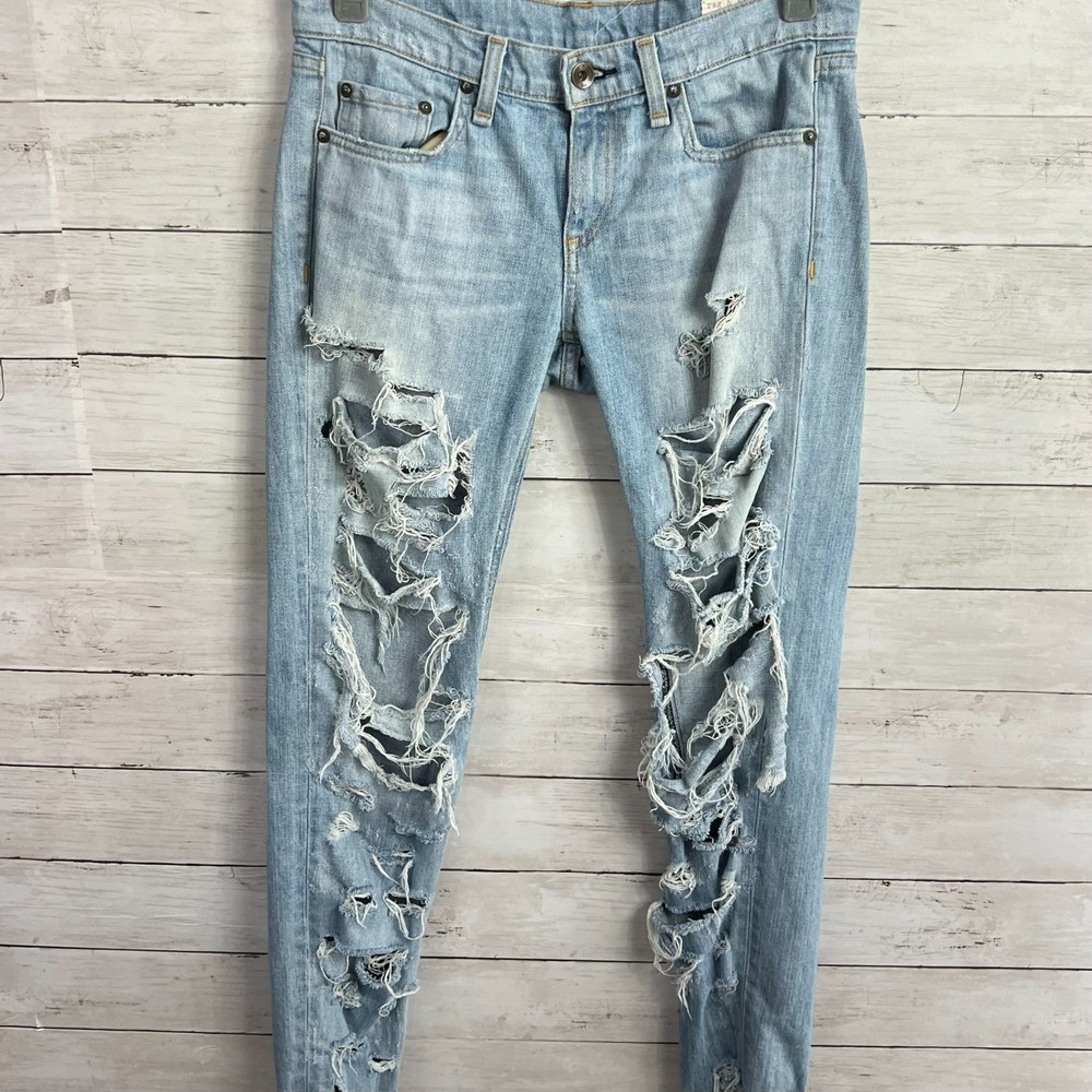 rag & bone Light Wash Distressed Boyfriend Jeans